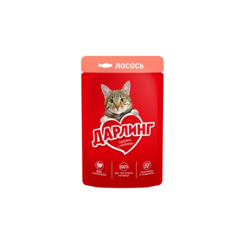 Корм для кошек Darling в желе с лососем, 75г