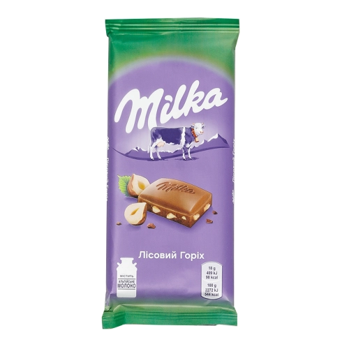 Шоколадная плитка «Milka» молочный шоколад с фундуком, 90г