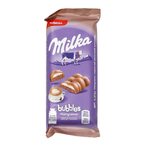 Шоколад Milka пористый с начинкой капучино, 97 г