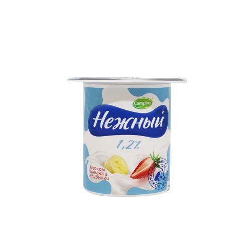 Йогуртный продукт «Нежный» банан-клубника 1.2% 100г