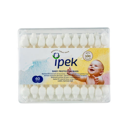 Детские ватные палочки Ipek, 60 шт. (с ограничителем)
