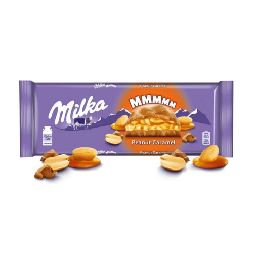 Шоколад Milka молочный с начинкой из арахиса и карамели, 276 г