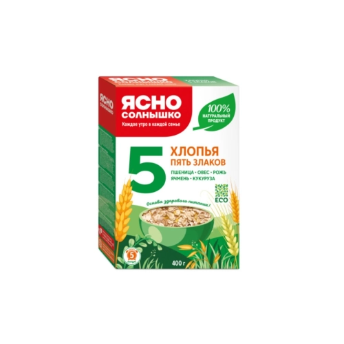 Овсяные Хлопья "Солнышко" 5 злаков 400г