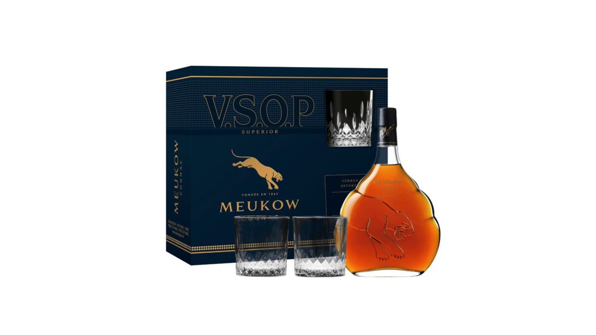 Коньяк Meukow (Меуков) VSOP, подарочный набор с 2 бокалами, 0,7 л