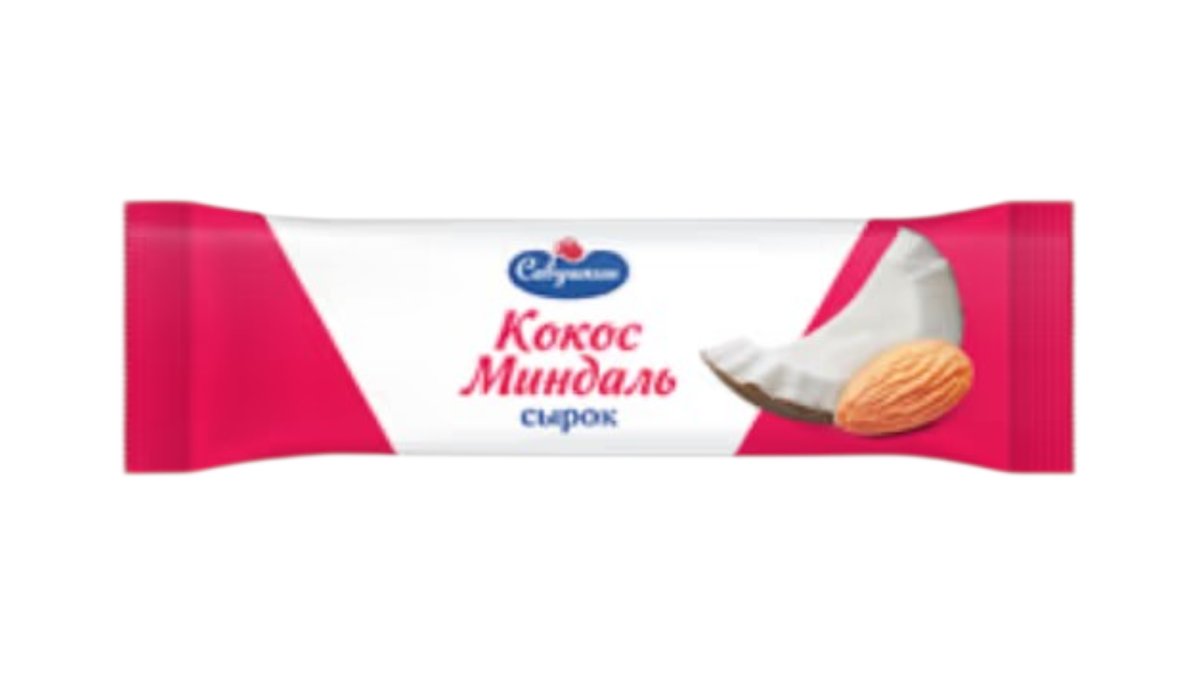Сыр глазированный Савушкин продукт с начинкой «Кокос и миндаль» 23%, 18 шт по 40 г