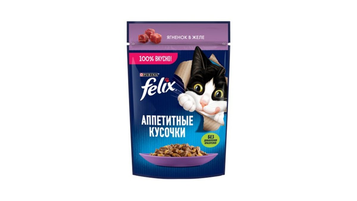 Felix (Феликс) Влажный корм для кошек, желе с ягненком, 26 шт х 75 г
