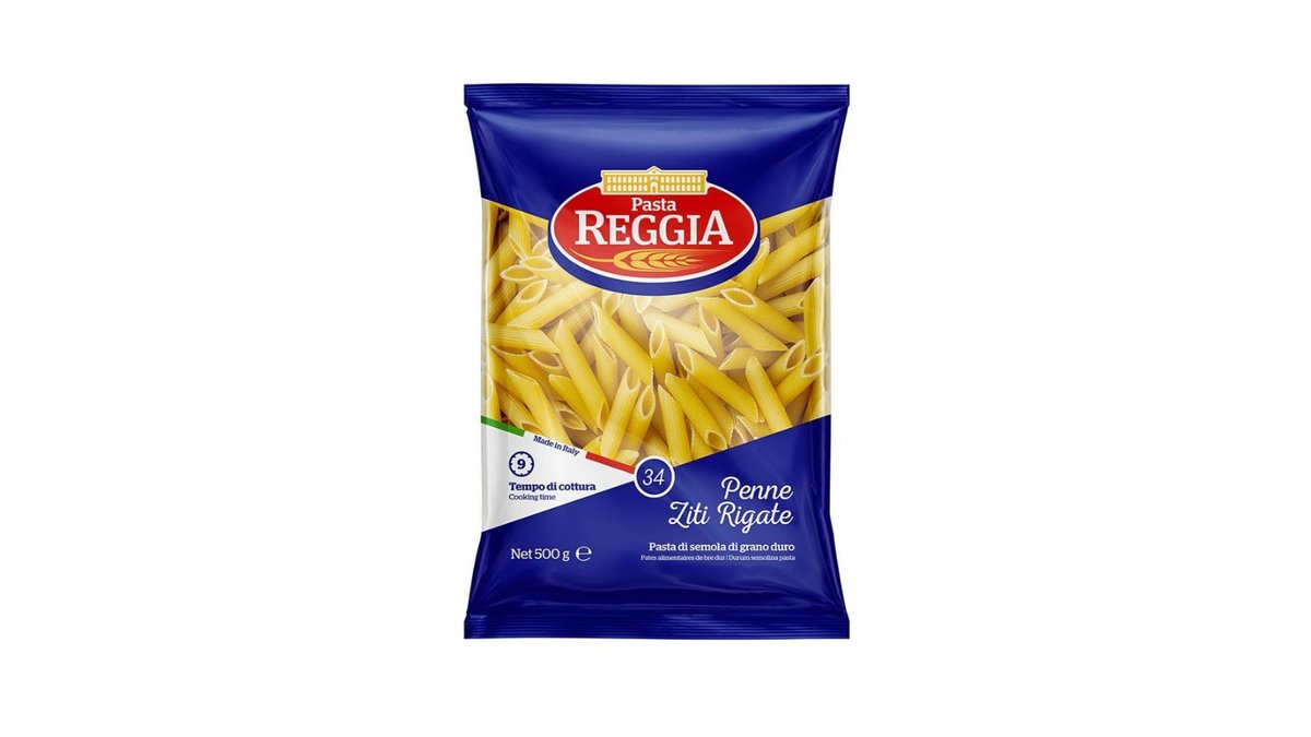Паста Reggia Пенне Ригате (перья рифленые), 500г