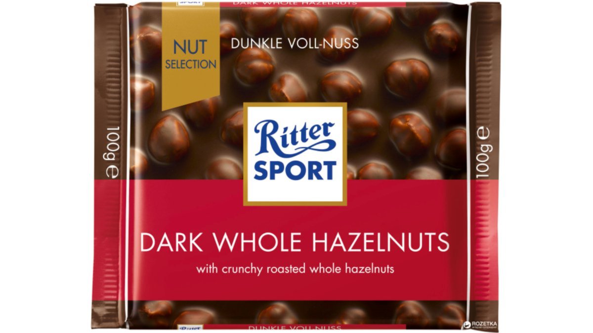 Ritter Sport, темный шоколад с цельными орехами