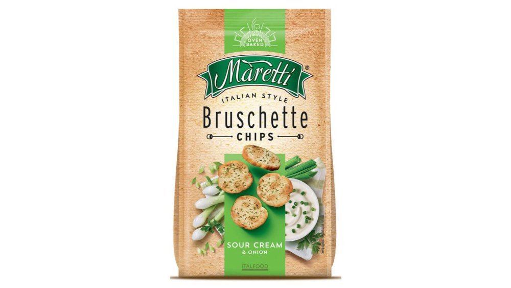 Maretti (Марети) — запеченные хлебные снеки (брускетты) со вкусом лука и сметаны, 15 шт. по 70 г.
