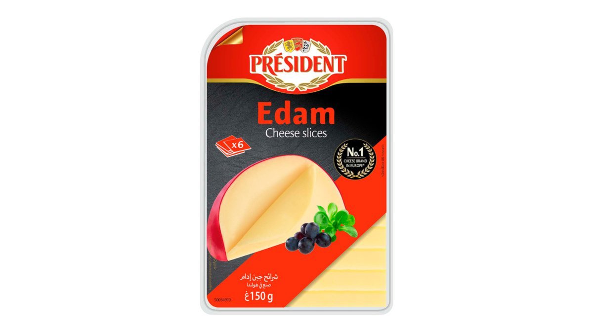 Сыр Президент Эдам ломтики 45% 150 г.