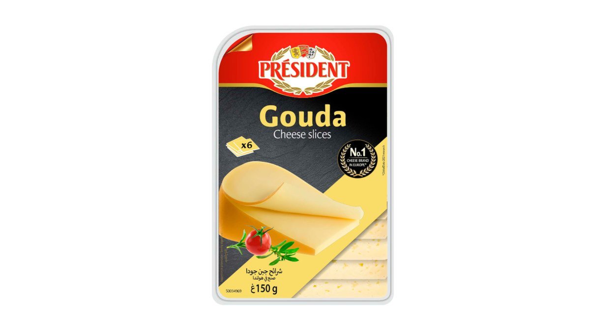 Сыр Президент Гауда ломтики 45% 150 г.