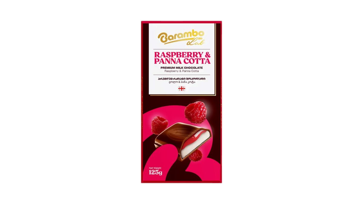 BARAMBO EXPORT PRESTIGE - плитка молочного шоколада малина-панна котта 125г