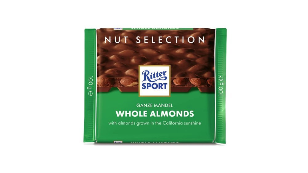 Ritter Sport, молочный шоколад с цельным миндалем, 100 г