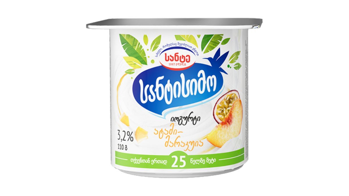 Йогурт Сантиссимо с персиком-маракуйей 3,2% 110 г.