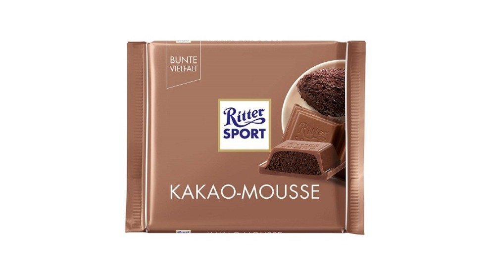 Шоколад Ritter Sport с альпийским молоком и начинкой какао-мусс, 100г