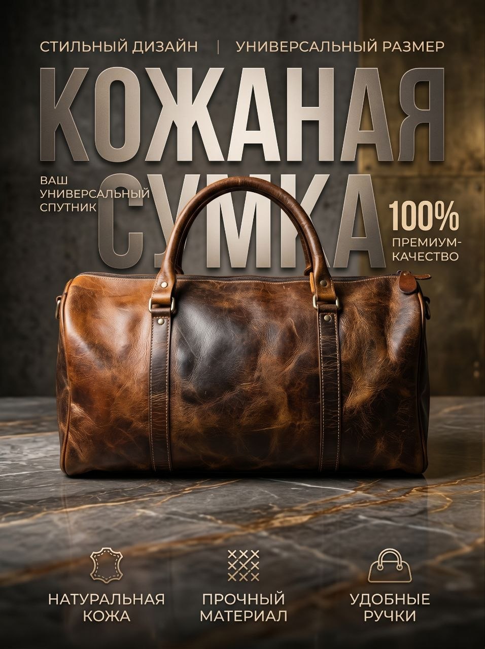 Сумка из кожи индийского буйвола, 37,5 л