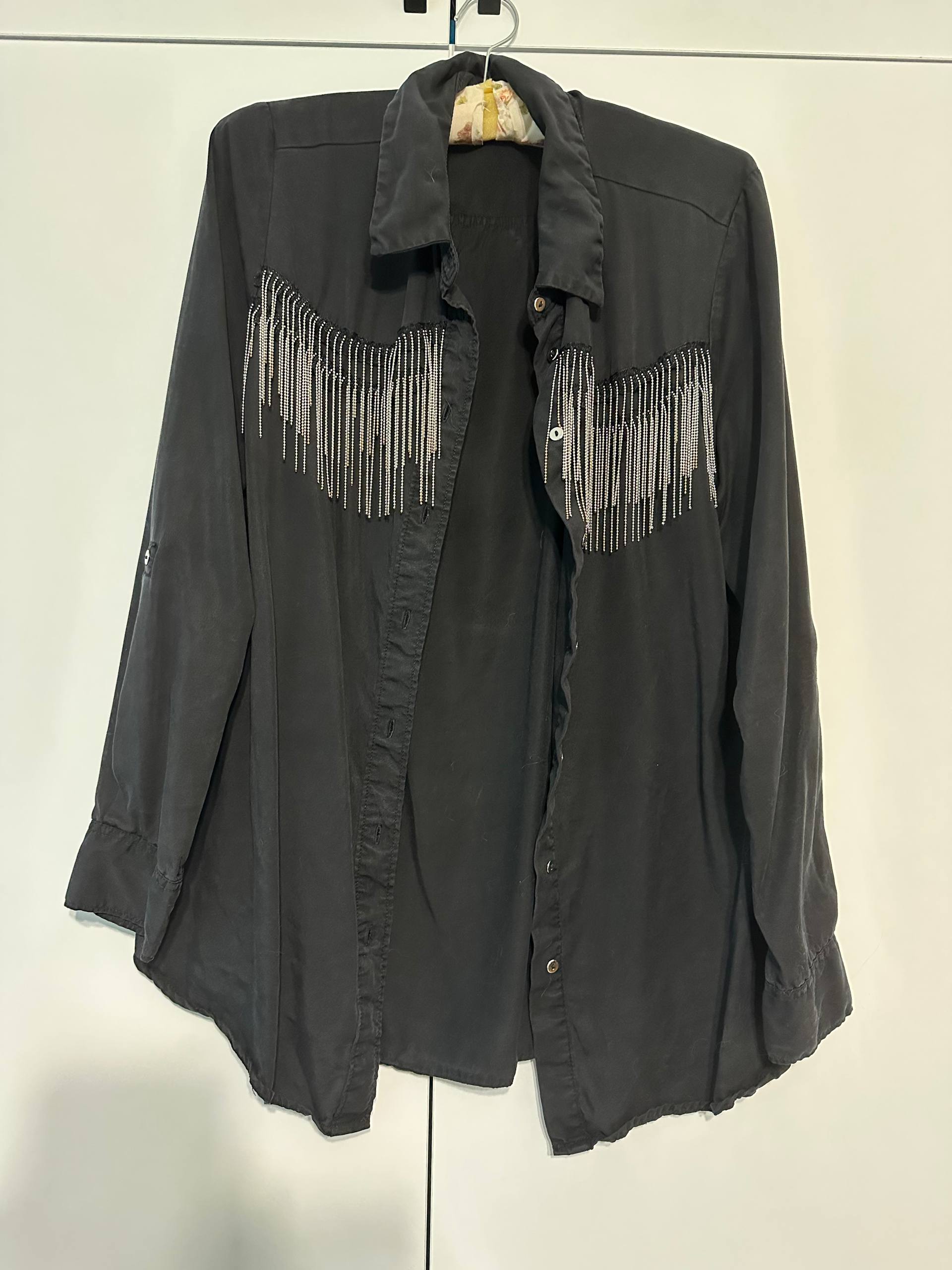 Рубашка Zara S с металлической бахромой