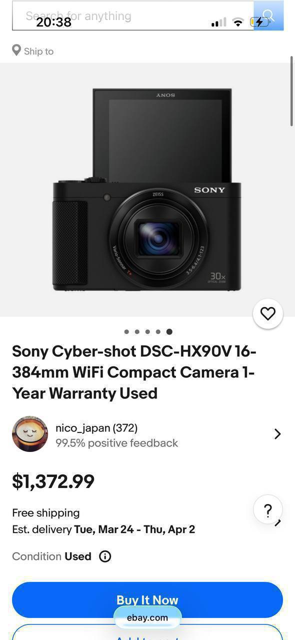 Sony Cyber-shot DSC-HX90V компактная камера