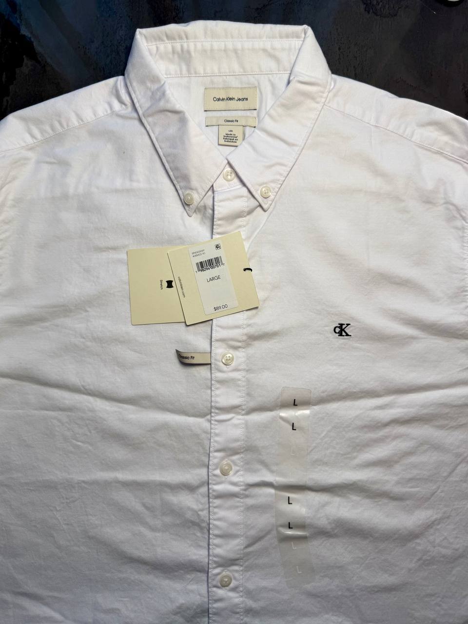 Мужская рубашка Calvin Klein Oxford Regular Fit, белая, L
