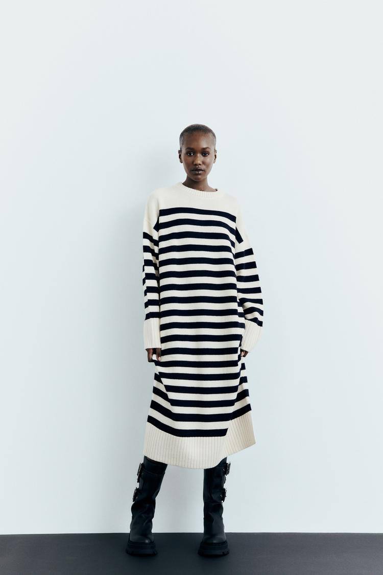 Платье Zara полосатое из толстого трикотажа, размер S