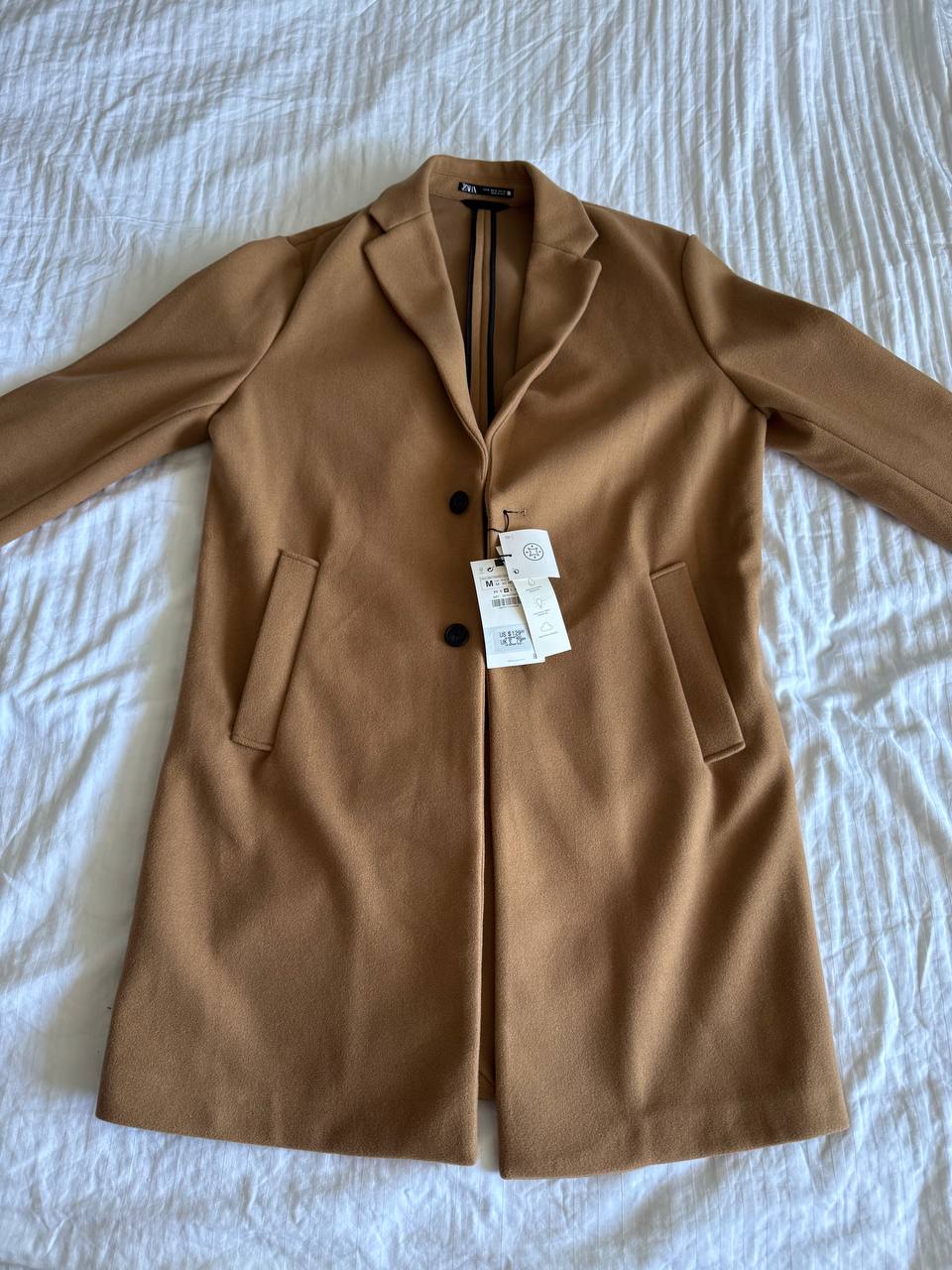 Мужское пальто ZARA camel, размер M, новое
