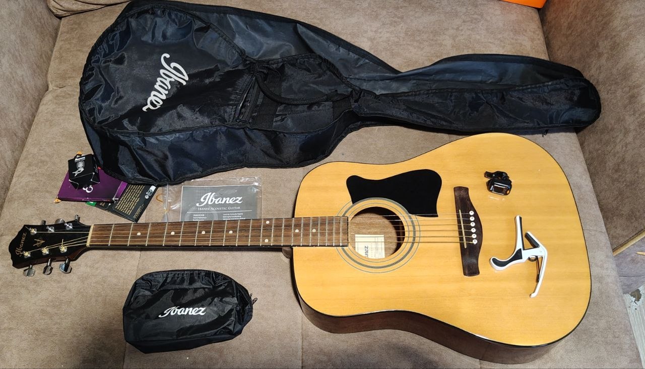 Акустическая гитара Ibanez V50NJP-NT с чехлом и аксессуарами