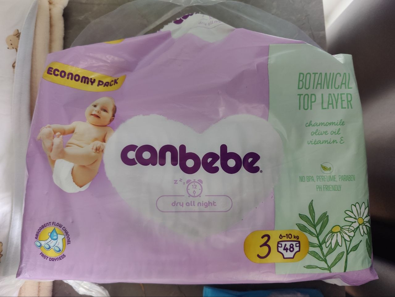 Подгузники Canbebe, размер 3 (6-10 кг), ~40 шт