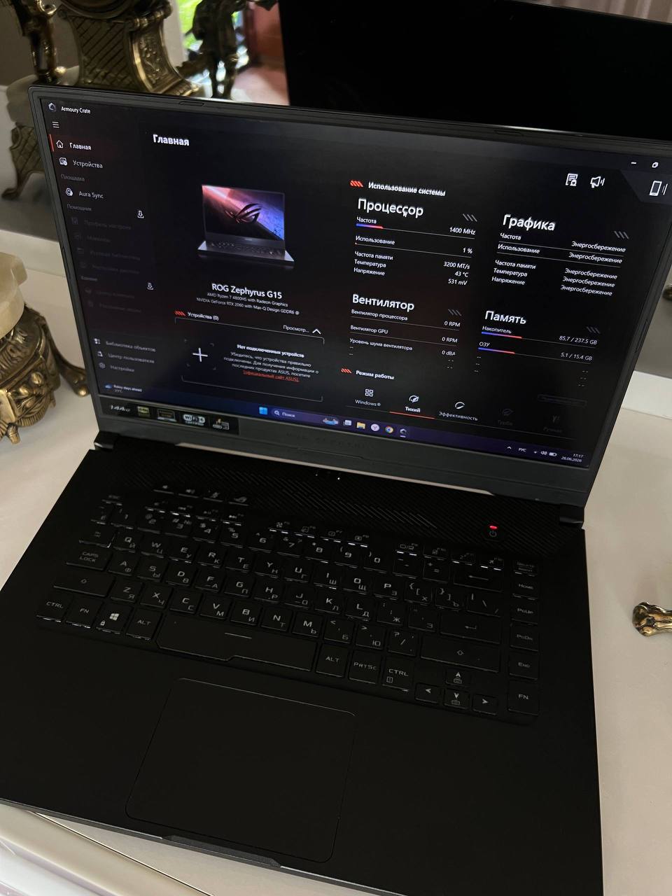 Игровой ноутбук ASUS ROG Zephyrus G15 (Ryzen 7 4800HS, RTX 2060, 16GB, 144Hz)