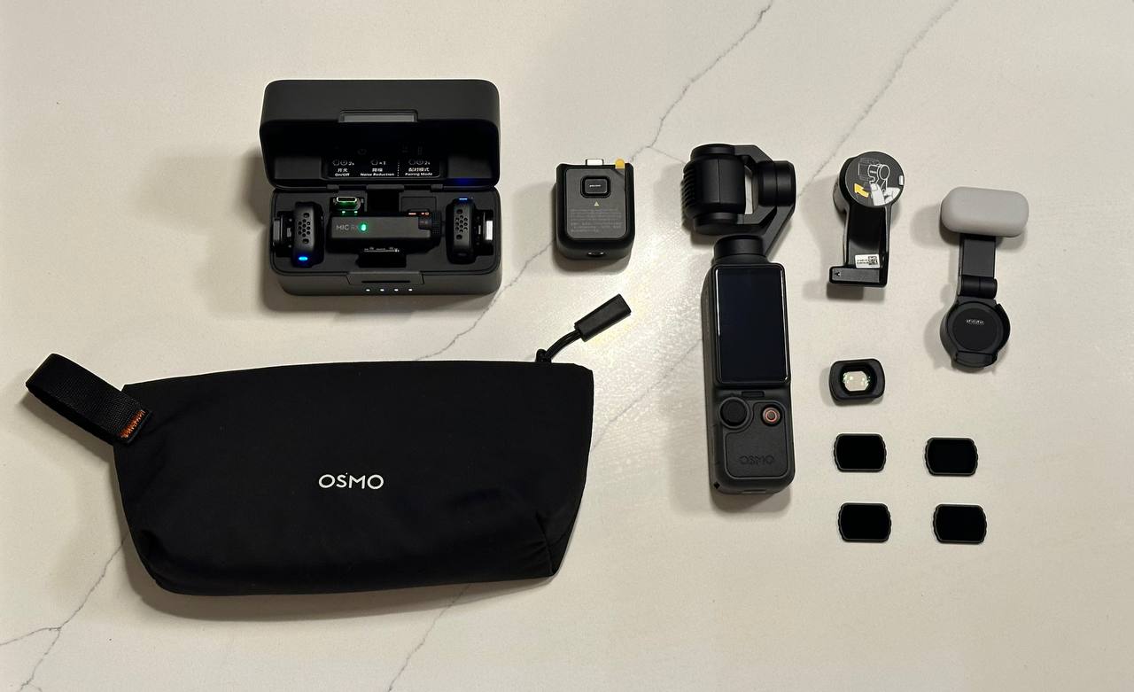 DJI Osmo Pocket 4 + DJI Mic Mini + ND-фильтры + широкоугольная линза + Fill Ligh