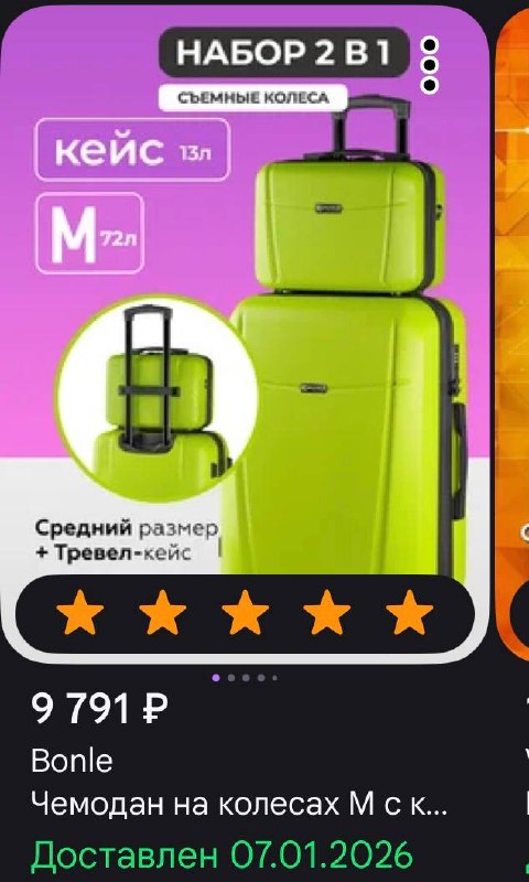 Комплект из двух чемоданов (ручная кладь + большой багажный)