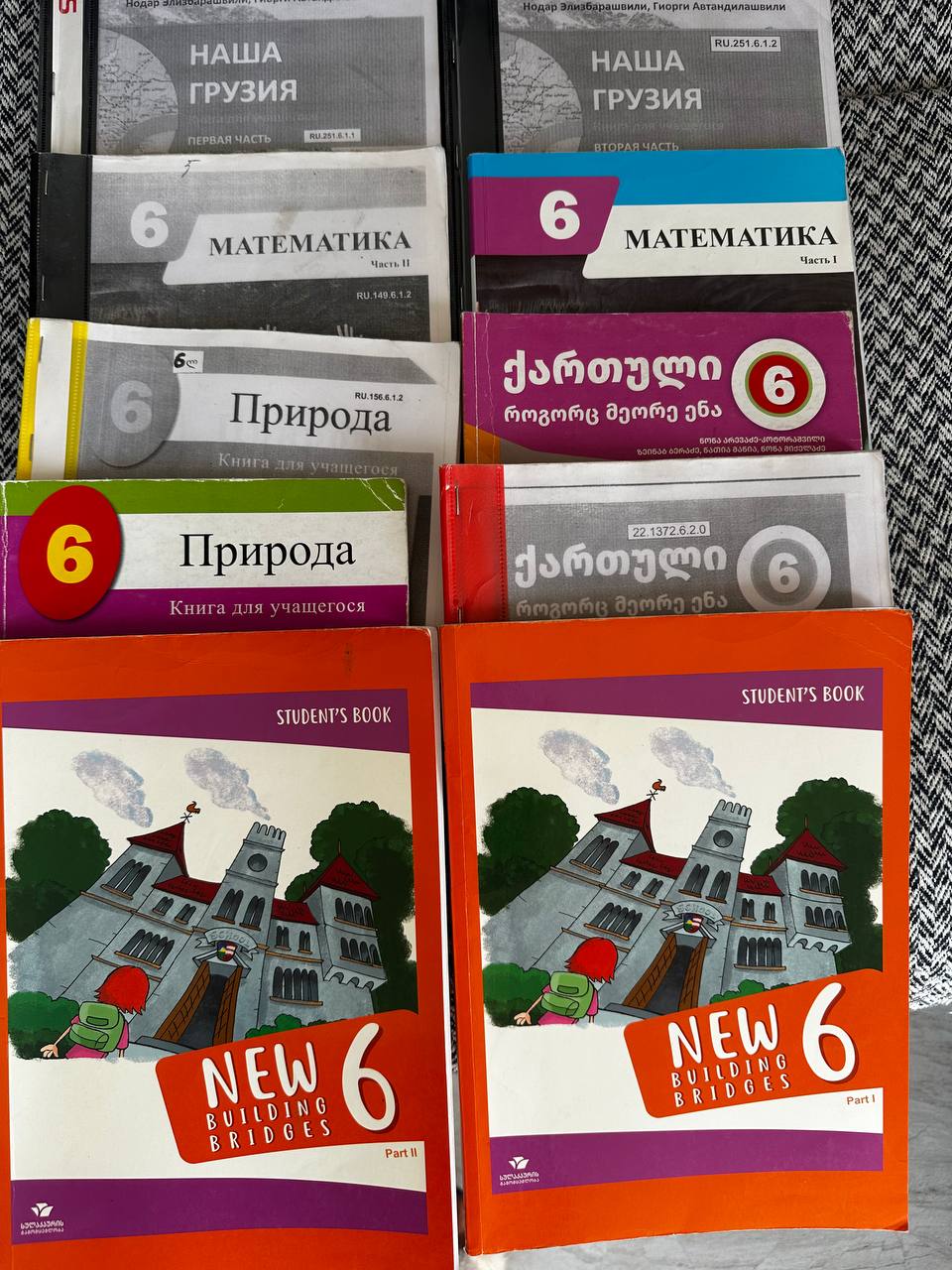 Учебники 6 класс: Наша Грузия, природа, математика, английский, грузинский