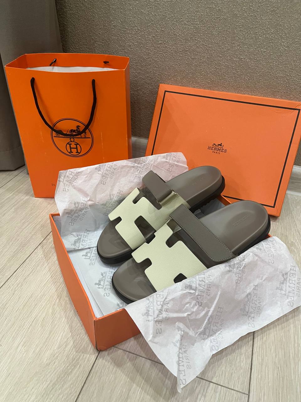 Тапочки Hermès премиум копия, размер 41