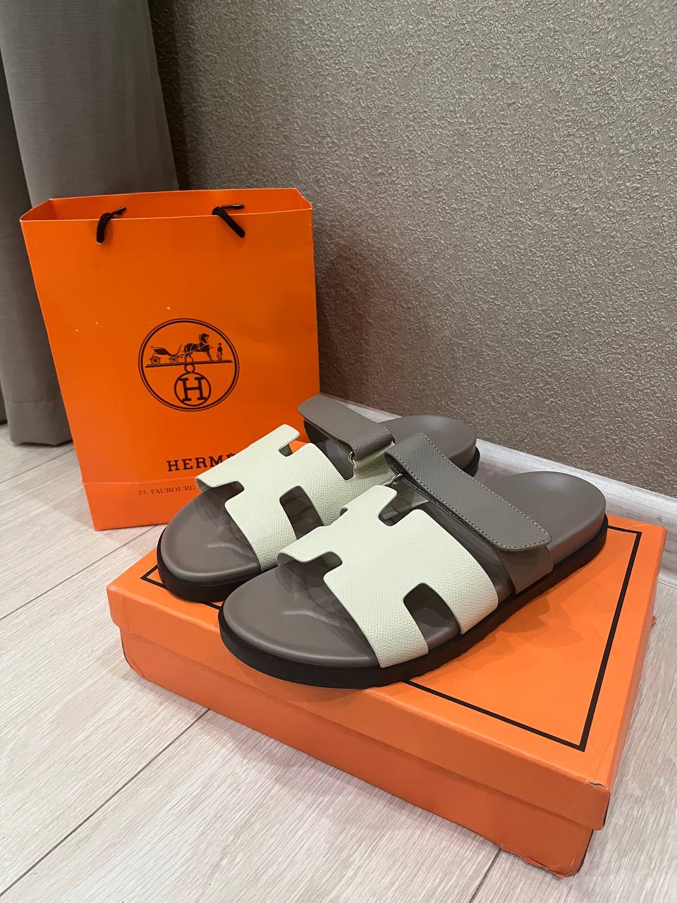Тапочки Hermès премиум копия, размер 41