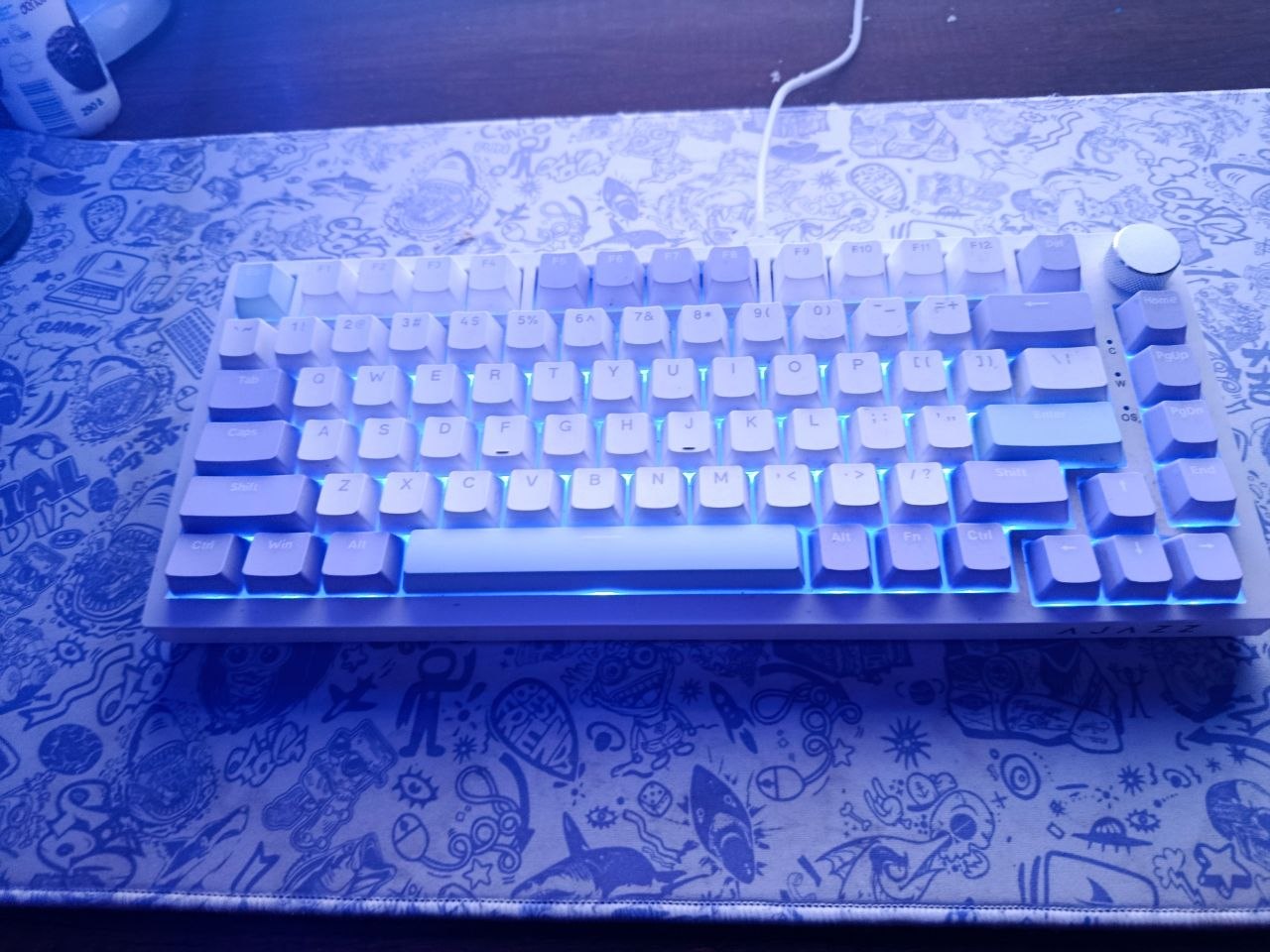Клавиатура Ajazz AK820, 75%, бело-фиолетовая