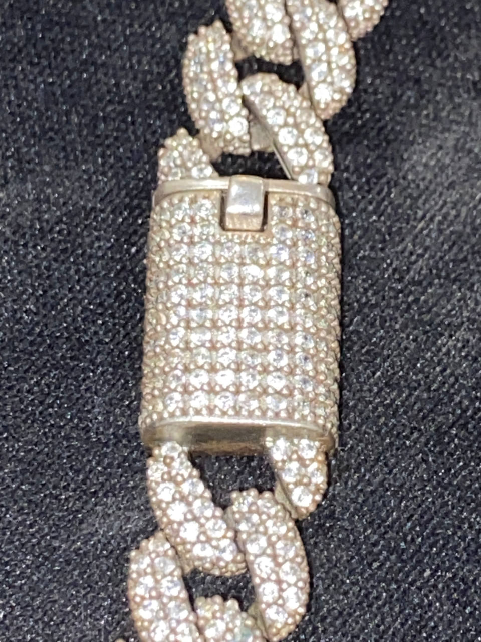 Cuban link chain, серебро 925, 42,5 г, цирконий, бирка Swarovski