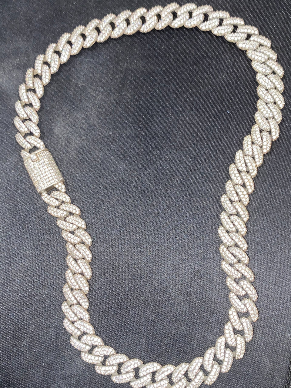 Cuban link chain, серебро 925, 42,5 г, цирконий, бирка Swarovski