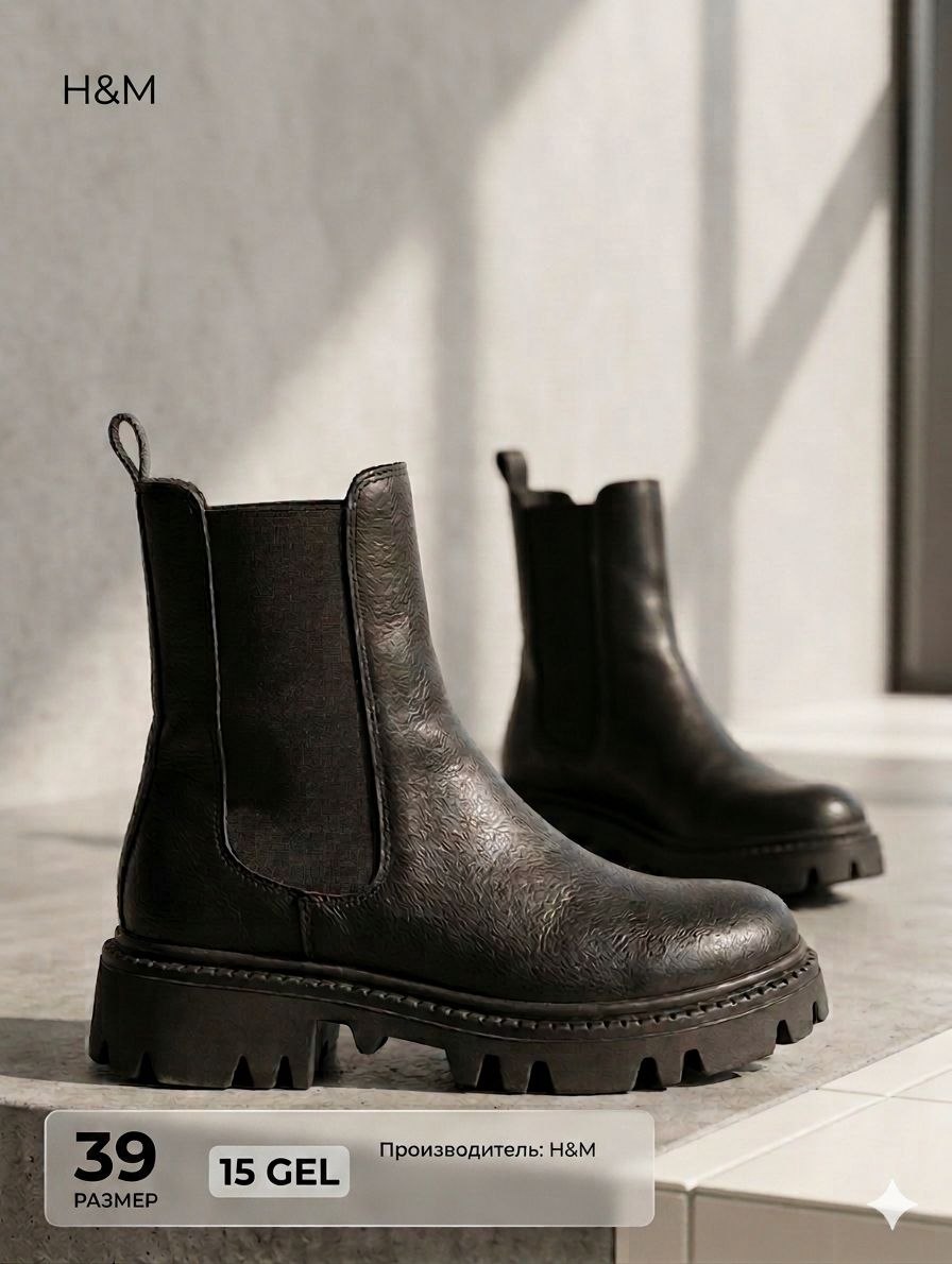 Ботинки челси H&M, размер 39, черные