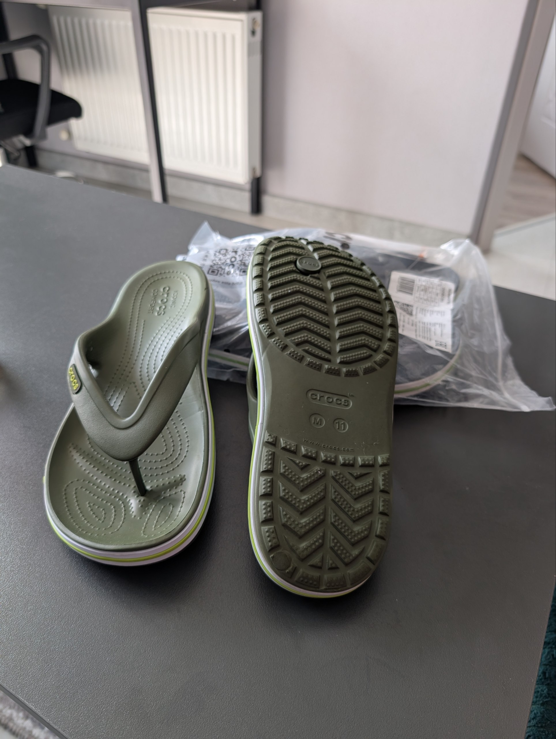 Сланцы Crocs, зелёные, размер 11