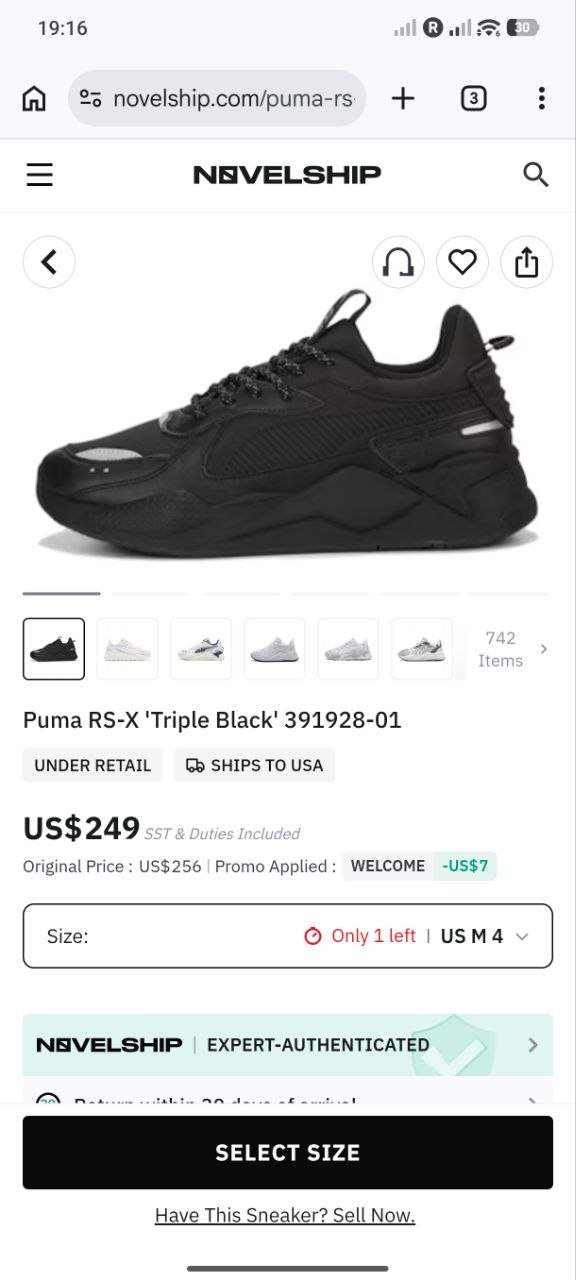 Кроссовки Puma RS-X Core 369666-02 Black