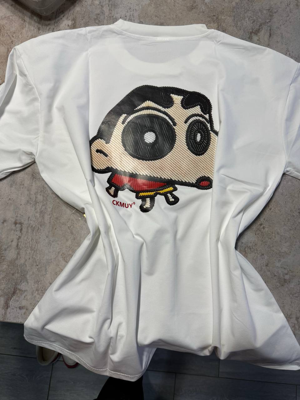 Футболка белая CKMUY с принтом Crayon Shin-chan, унисекс