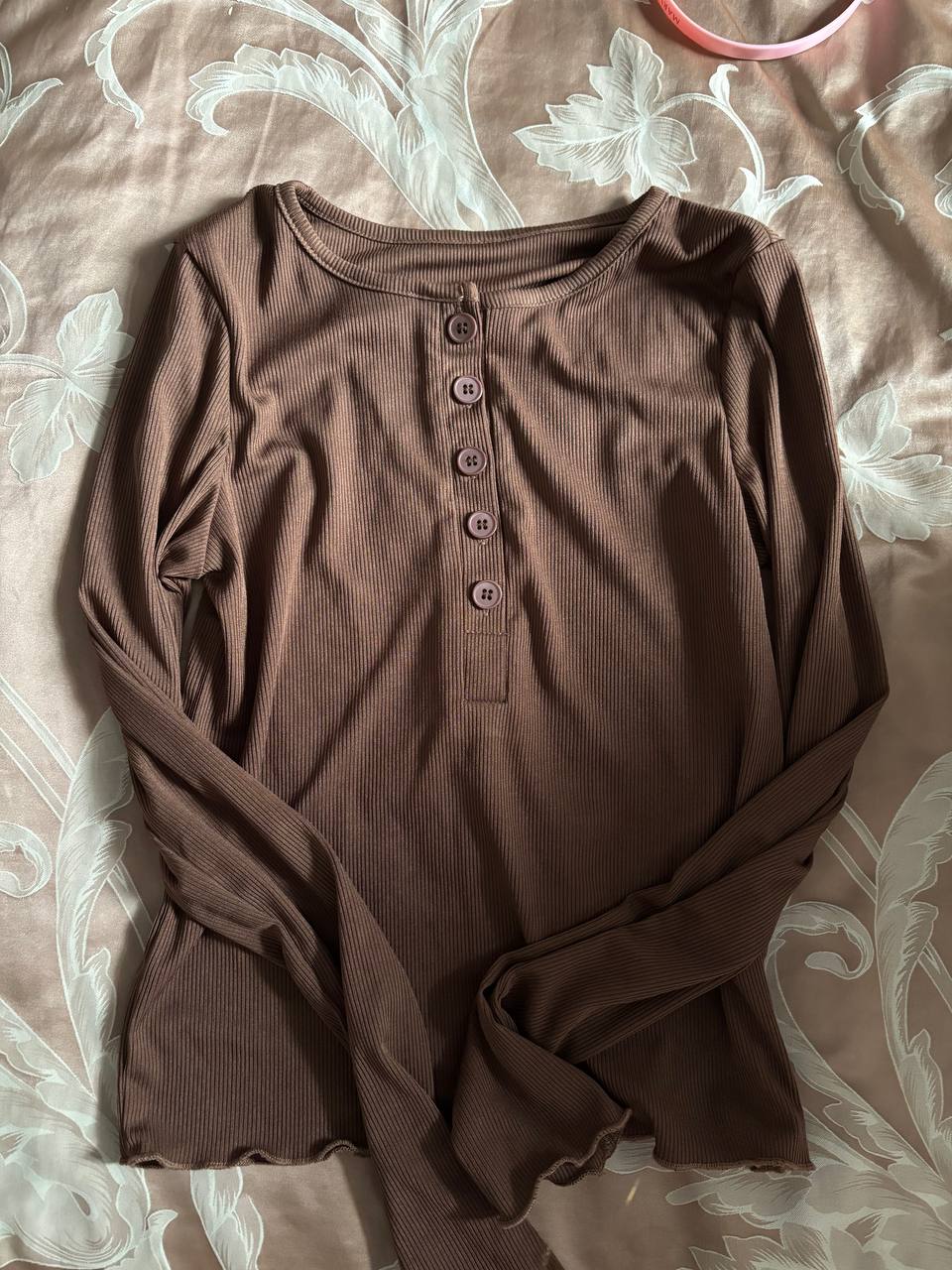 Коричневый лонгслив, размер S