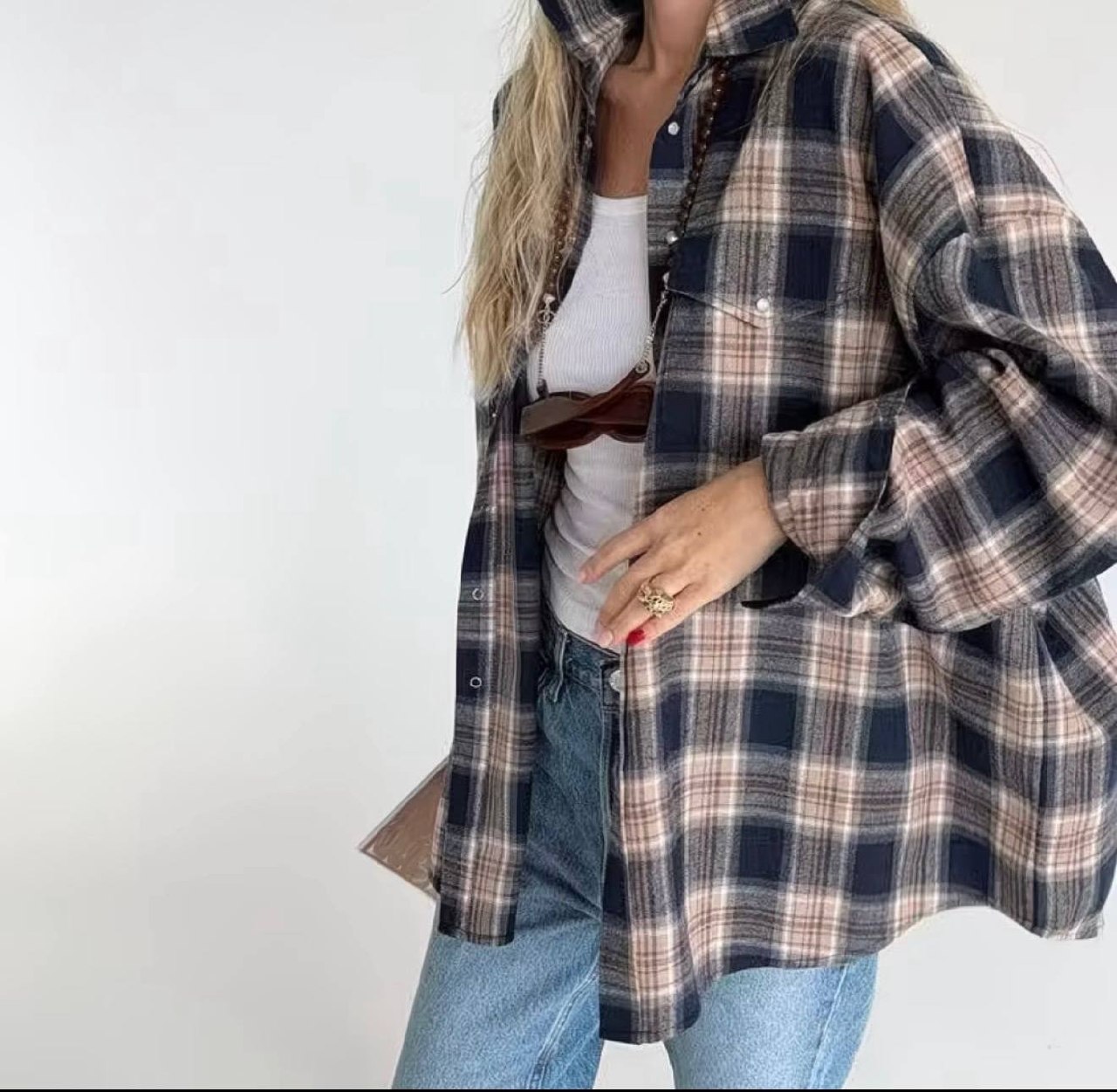 Рубашка в клетку oversize M-L
