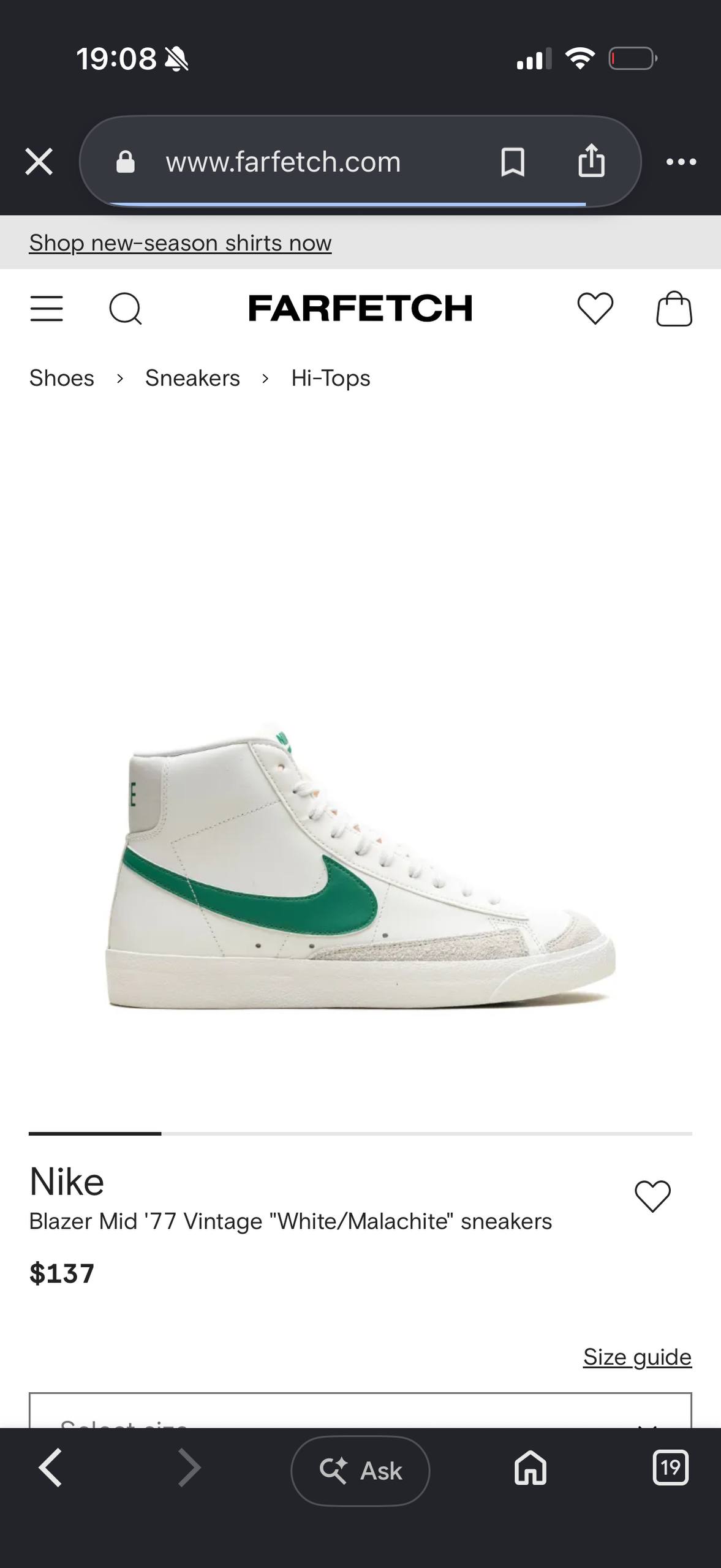 Кроссовки Nike Blazer Mid '77 Green, размер 38