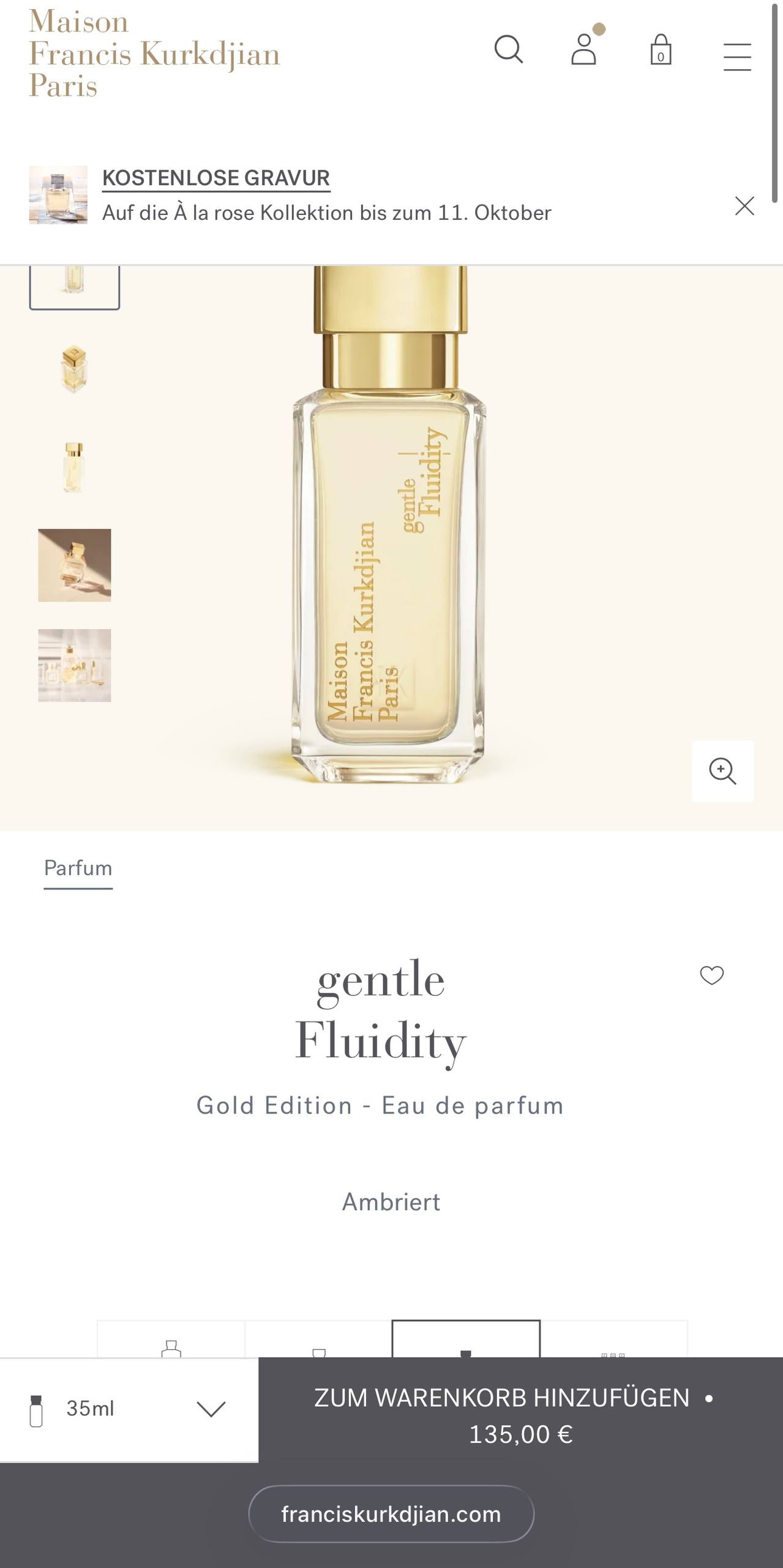 Духи Maison Francis Kurkdjian Gentle Fluidity Gold 35 мл