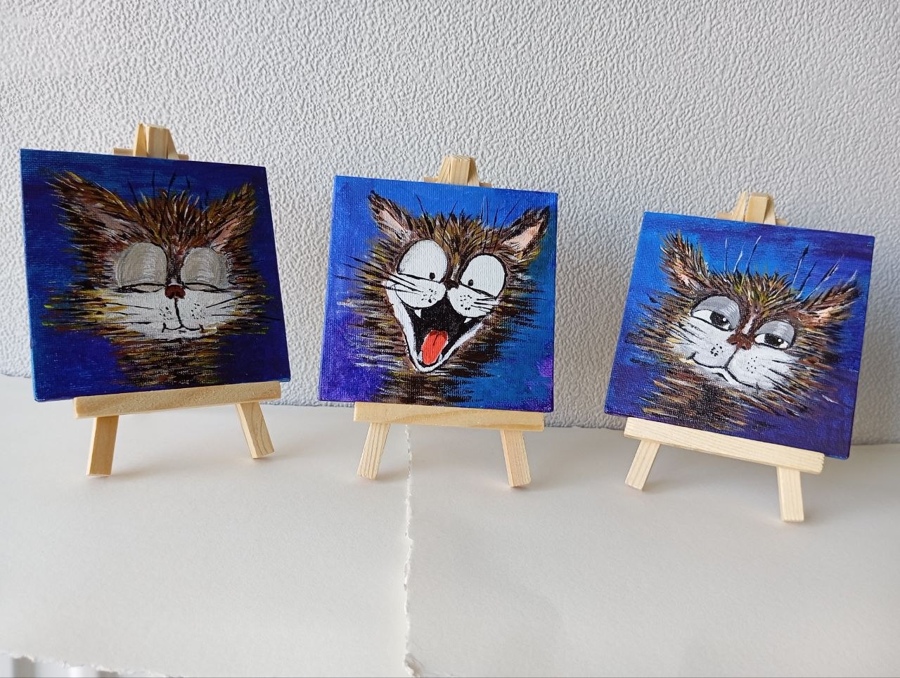 Картина на мольберте, акрил, ручная работа, 10x10 см