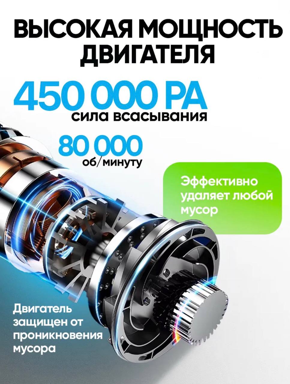 Беспроводной пылесос 2 в 1 с 5 насадками