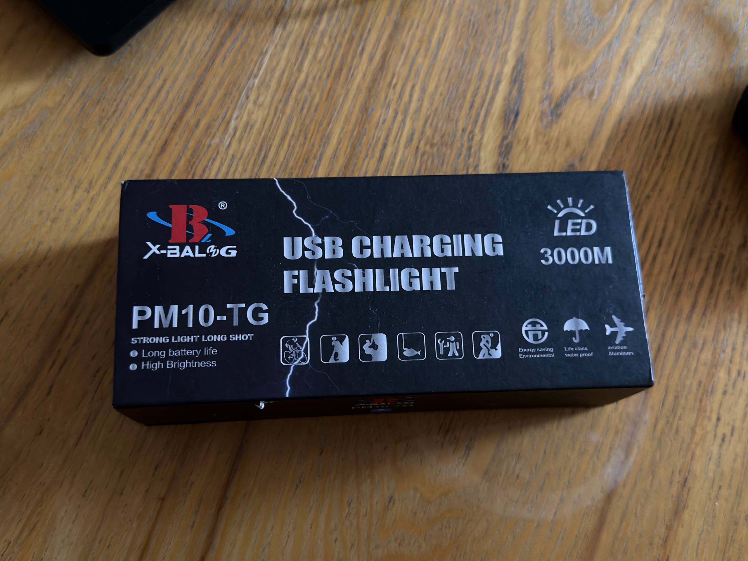 Фонарик яркий с запасным аккумулятором, USB Type-C
