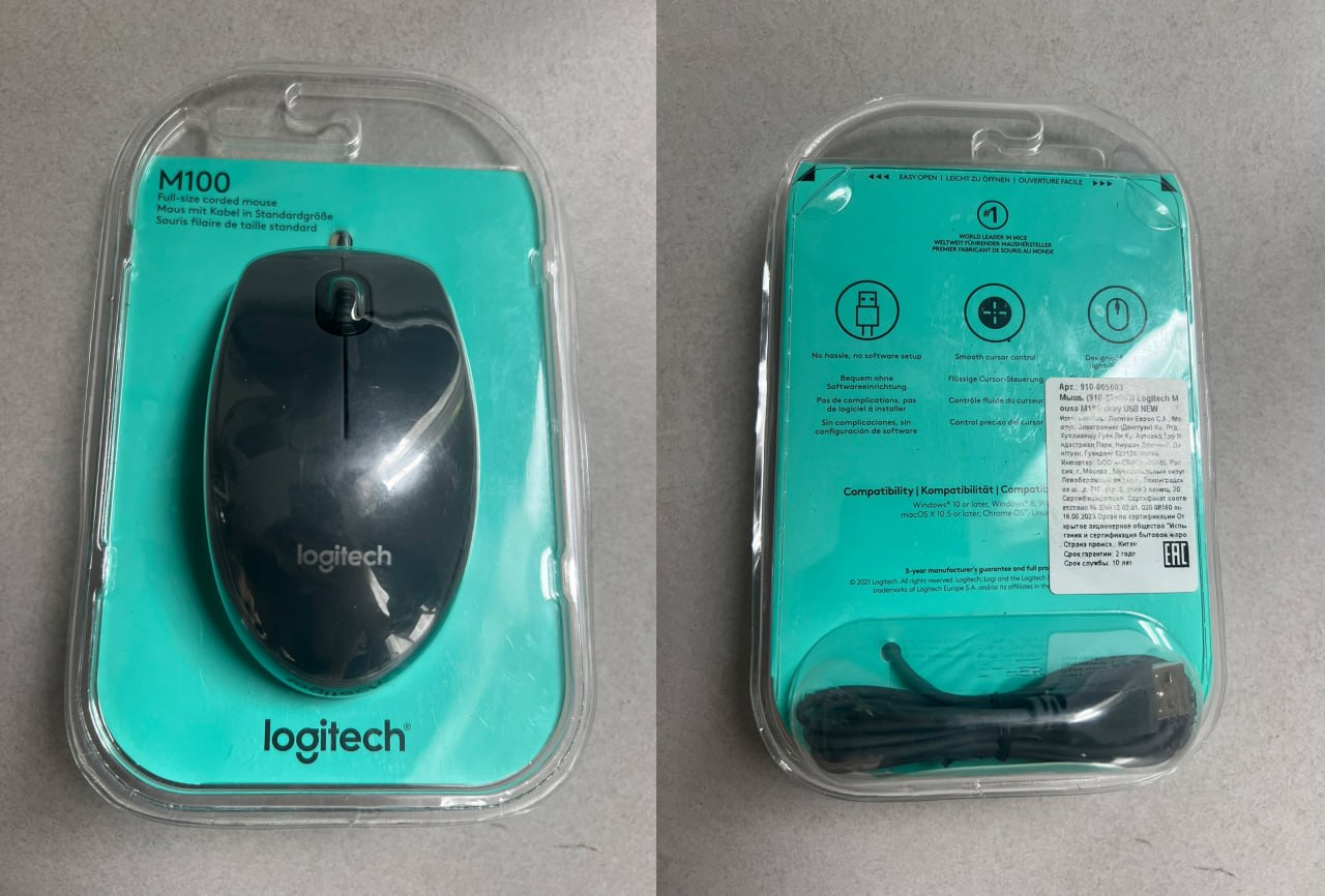 Проводная мышь Logitech M100