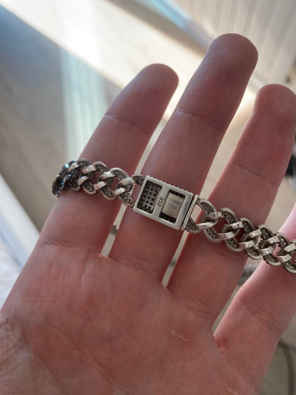 Цепь Cuban Link Ice Out с цирконием Swarovski, серебро 925
