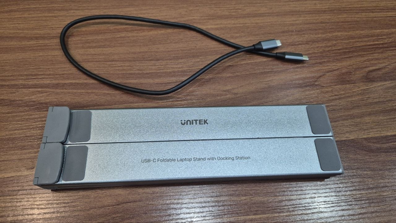 Складная алюминиевая подставка Unitek с USB-C хабом